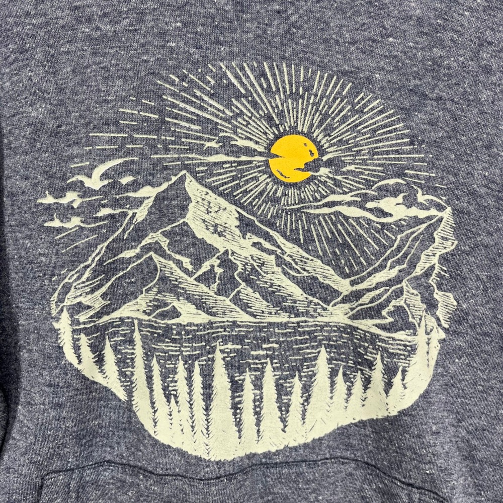 Berkley Jensen Men's Grey Mountain Sun‎ Graphic Hoodie Pullover Size XL - Picture 4 of 14